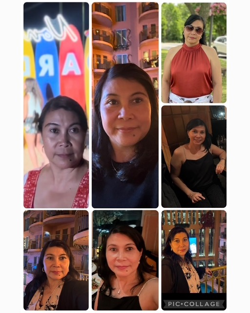 Collage of seven photos of Joriza Apuada